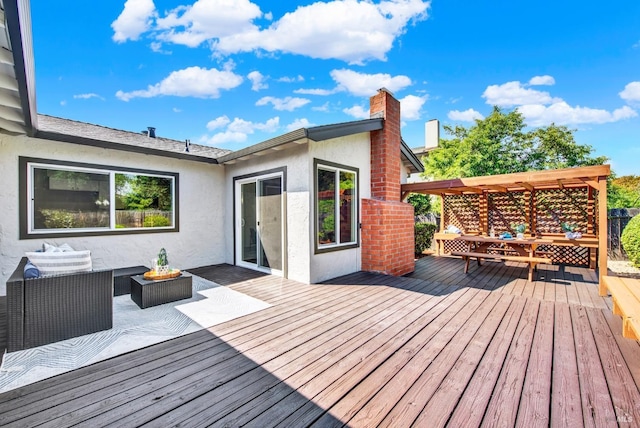 wooden deck with outdoor lounge area