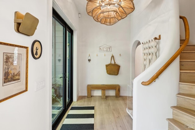 mudroom with wood finished floors
