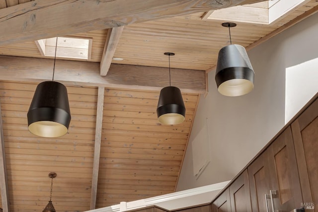 6200 Burnside Rd, Sebastopol, CA 95472 - detailed view of a skylight, wooden ceiling, and beam ceiling