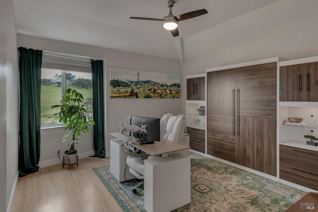 6200 Burnside Rd, Sebastopol, CA 95472 - office with ceiling fan, light wood-style flooring, and baseboards