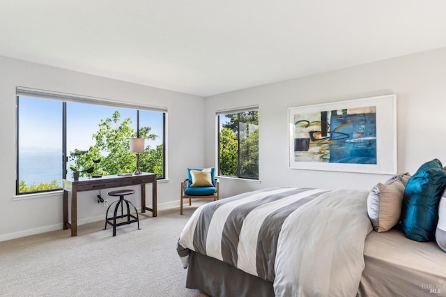 carpeted bedroom featuring baseboards