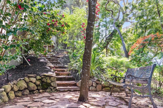 exterior space featuring stairs