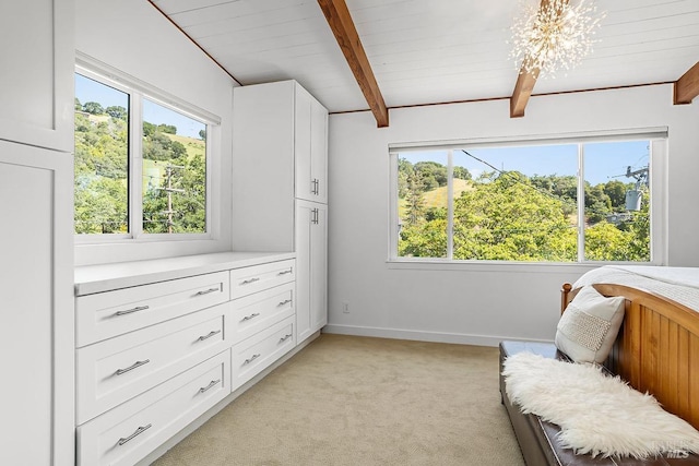 5 Oak Springs Dr, San Anselmo, CA 94960 - bedroom with beam ceiling, baseboards, multiple windows, and light carpet