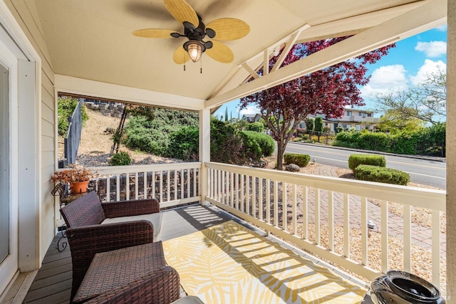 1300 Steele Canyon Rd, Napa, CA 94558 - balcony featuring ceiling fan and a porch