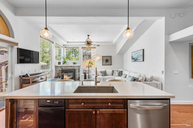 1300 Steele Canyon Rd, Napa, CA 94558 - kitchen featuring open floor plan, light wood finished floors, dishwasher, and light countertops