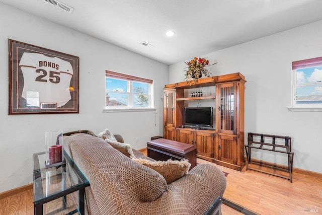 1300 Steele Canyon Rd, Napa, CA 94558 - living room featuring visible vents, recessed lighting, and wood finished floors