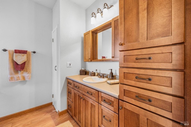 1300 Steele Canyon Rd, Napa, CA 94558 - bathroom with vanity, baseboards, and wood finished floors