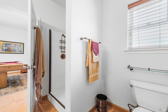 1300 Steele Canyon Rd, Napa, CA 94558 - bathroom featuring toilet, baseboards, plenty of natural light, and a stall shower