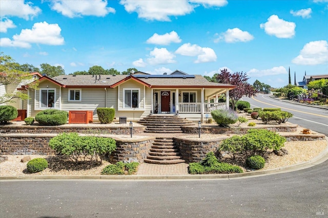 1300 Steele Canyon Rd, Napa, CA 94558 - view of front of house with a porch and solar panels