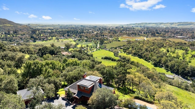 bird's eye view featuring a view of trees