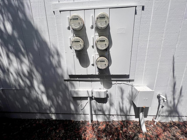 exterior details featuring electric meter