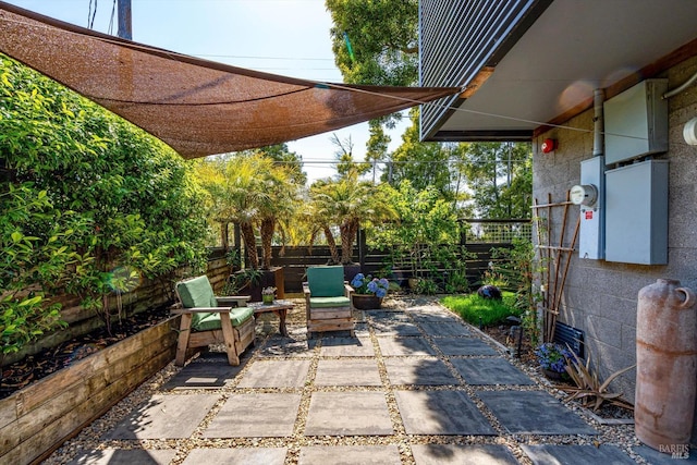 view of patio featuring a fenced backyard
