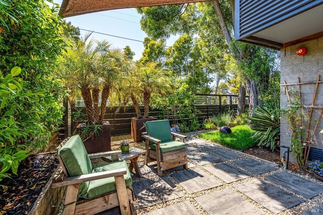 view of patio featuring a fenced backyard