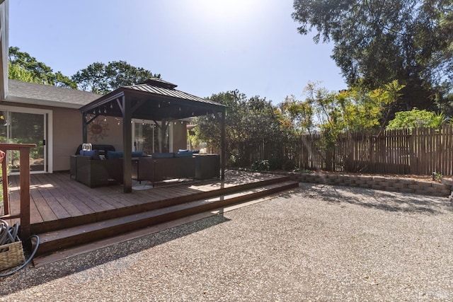 28 Washington St, Novato, CA 94947 - view of yard with an outdoor hangout area, a gazebo, fence, and a deck