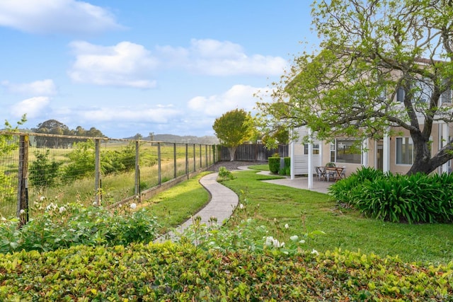 view of yard with a patio area and fence