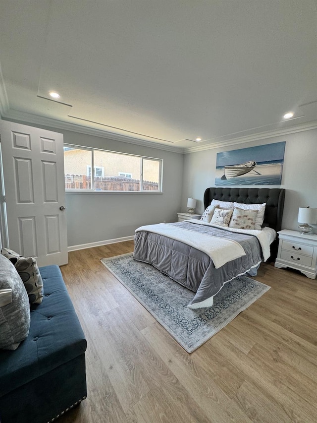 4647 Barbee Way, Sacramento, CA 95823 - bedroom featuring crown molding, wood finished floors, and recessed lighting