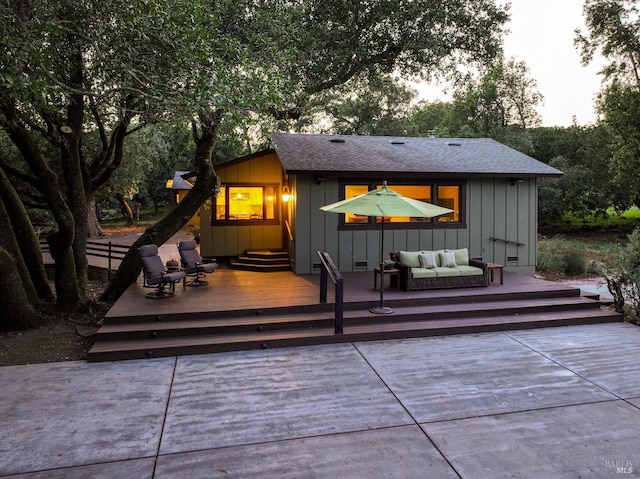 deck featuring an outdoor living space