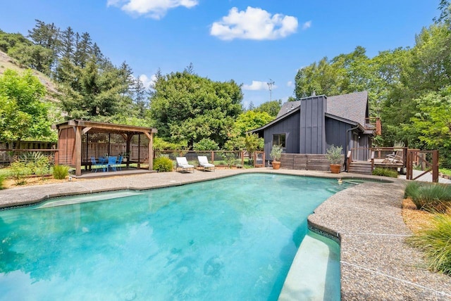 269 Castro St, Lagunitas, CA 94938 - view of swimming pool featuring a patio, a fenced in pool, a wooden deck, and a fenced backyard