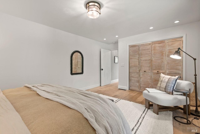 269 Castro St, Lagunitas, CA 94938 - bedroom with recessed lighting, baseboards, a closet, and light wood finished floors