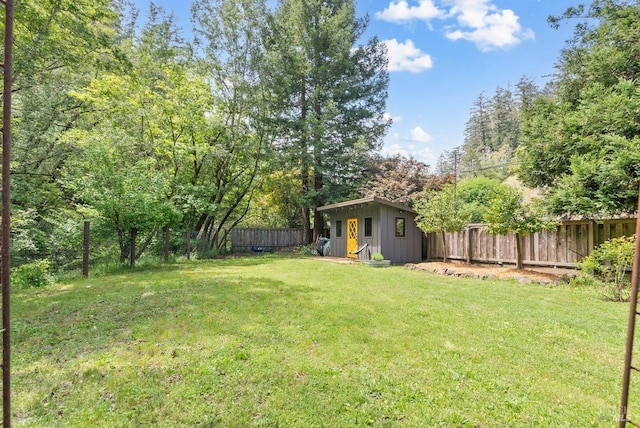 269 Castro St, Lagunitas, CA 94938 - view of yard featuring an outdoor structure and a fenced backyard