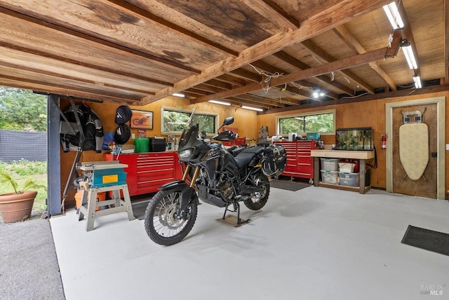 269 Castro St, Lagunitas, CA 94938 - garage featuring wood walls and a workshop area