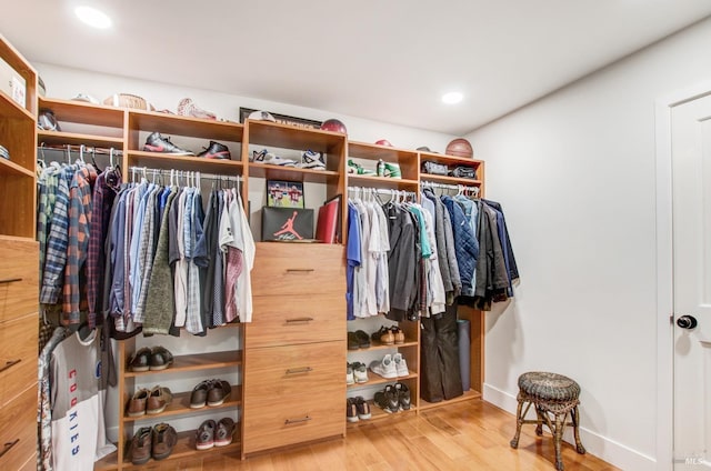 walk in closet featuring wood finished floors