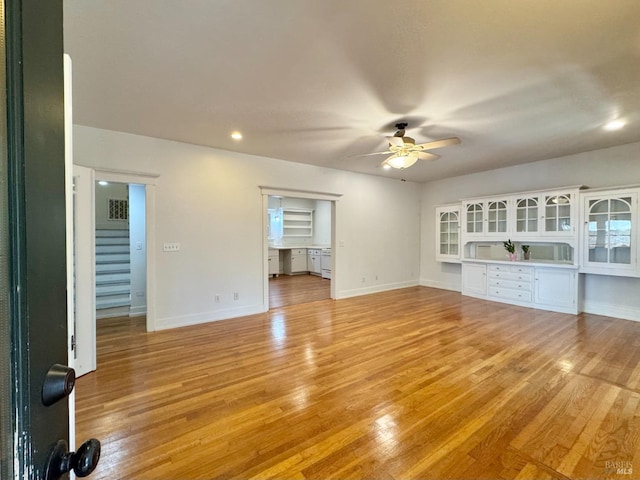 2984 First St, Napa, CA 94558 - unfurnished living room with a ceiling fan, light wood-style flooring, baseboards, and recessed lighting