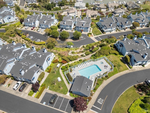 drone / aerial view with a residential view