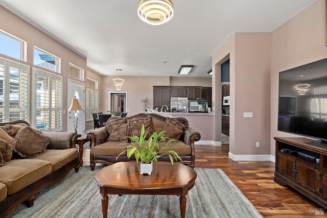 1216 Hermitage Way, Rohnert Park, CA 94928 - living room with baseboards and dark wood-type flooring
