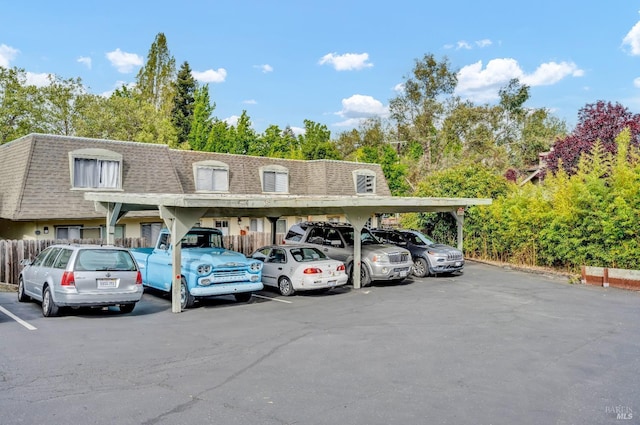 view of covered parking lot