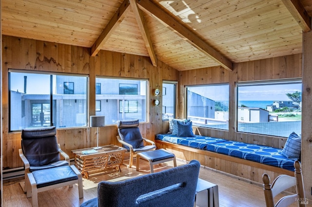 360 Grey Whale, The Sea Ranch, CA 95497 - interior space with wood-type flooring, wooden walls, and a healthy amount of sunlight
