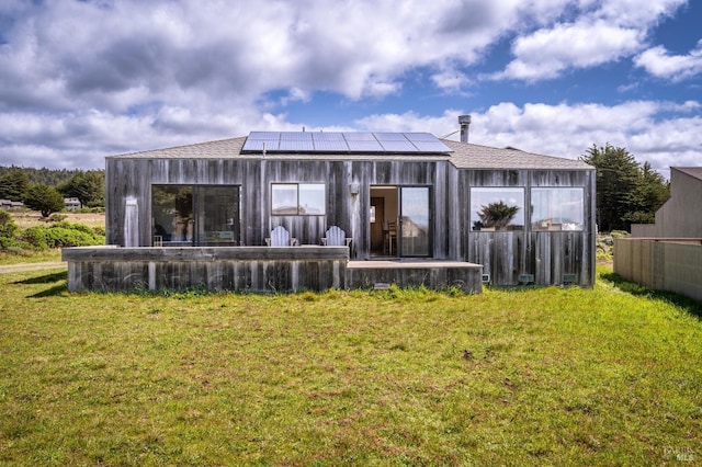 360 Grey Whale, The Sea Ranch, CA 95497 - rear view of house with a lawn and solar panels