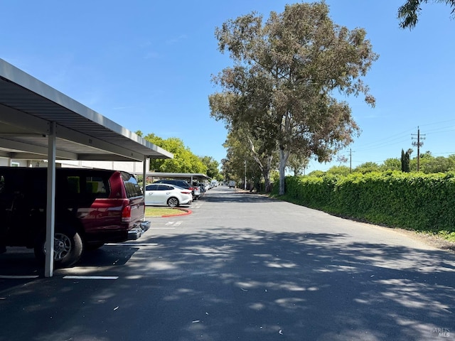 view of covered parking lot