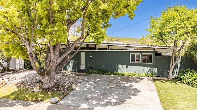 view of mid-century home