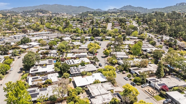 drone / aerial view with a mountain view and a residential view