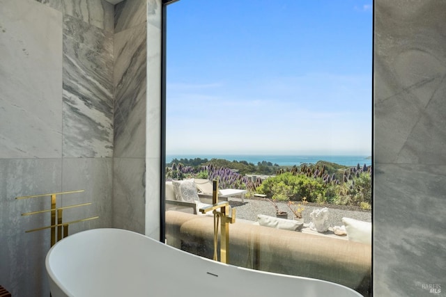 interior space with a soaking tub