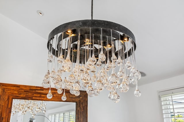 details with an inviting chandelier