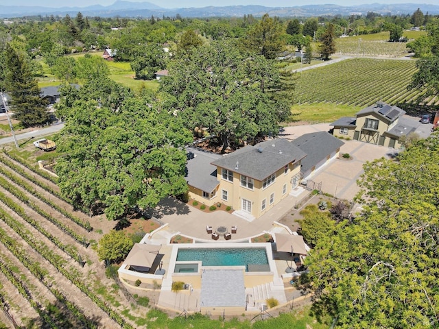 aerial view with a mountain view