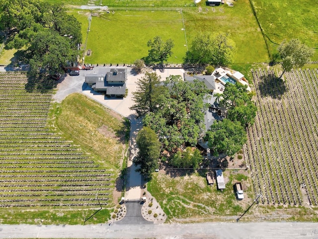 bird's eye view with a rural view