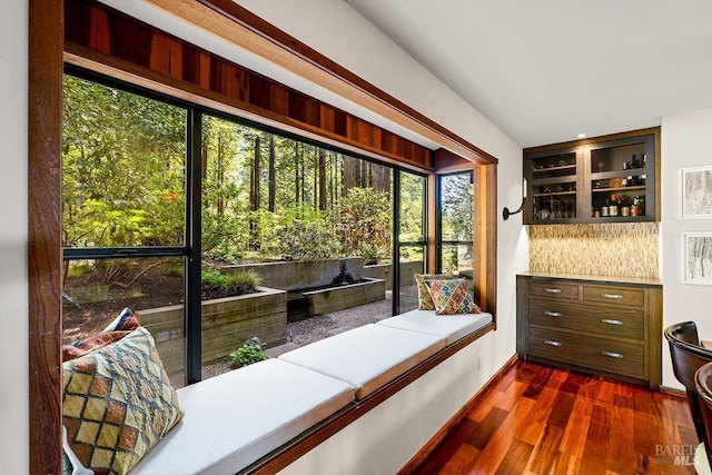 interior space with plenty of natural light and dark wood-type flooring