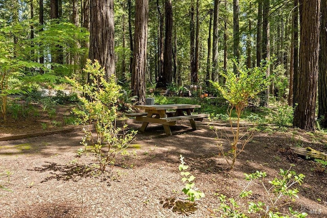 view of community with a view of trees
