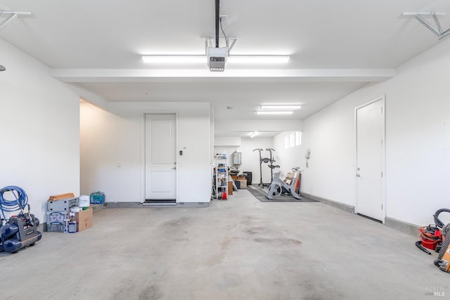 garage with a garage door opener