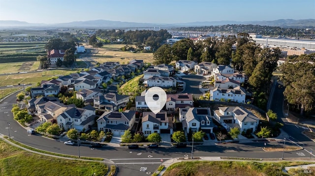 aerial view with a residential view and a mountain view