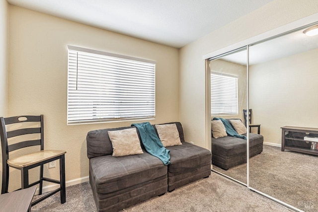 living room with carpet floors and plenty of natural light