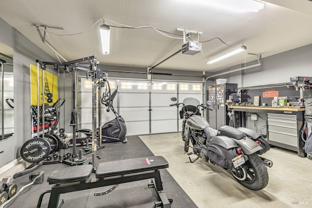 garage with a garage door opener