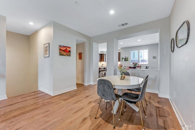 218 Johnson St, Windsor, CA 95492 - dining space with light wood finished floors, baseboards, and recessed lighting