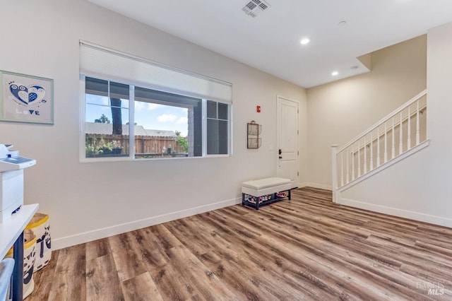 218 Johnson St, Windsor, CA 95492 - foyer entrance featuring wood finished floors, baseboards, stairway, and recessed lighting