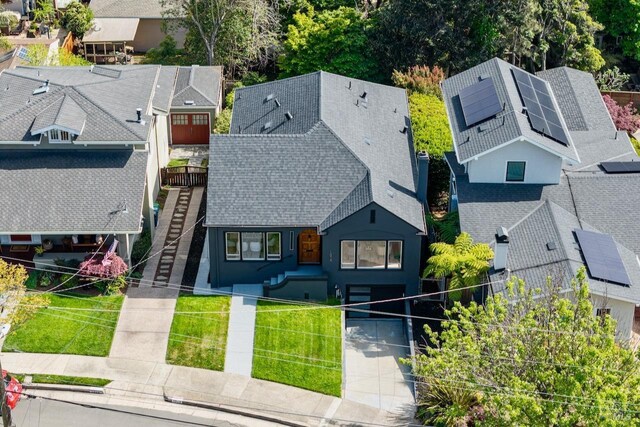 drone / aerial view with a residential view