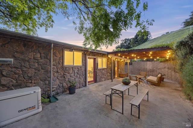 view of patio / terrace with fence and an outdoor hangout area