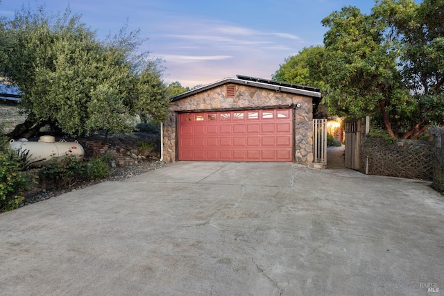 garage with solar panels